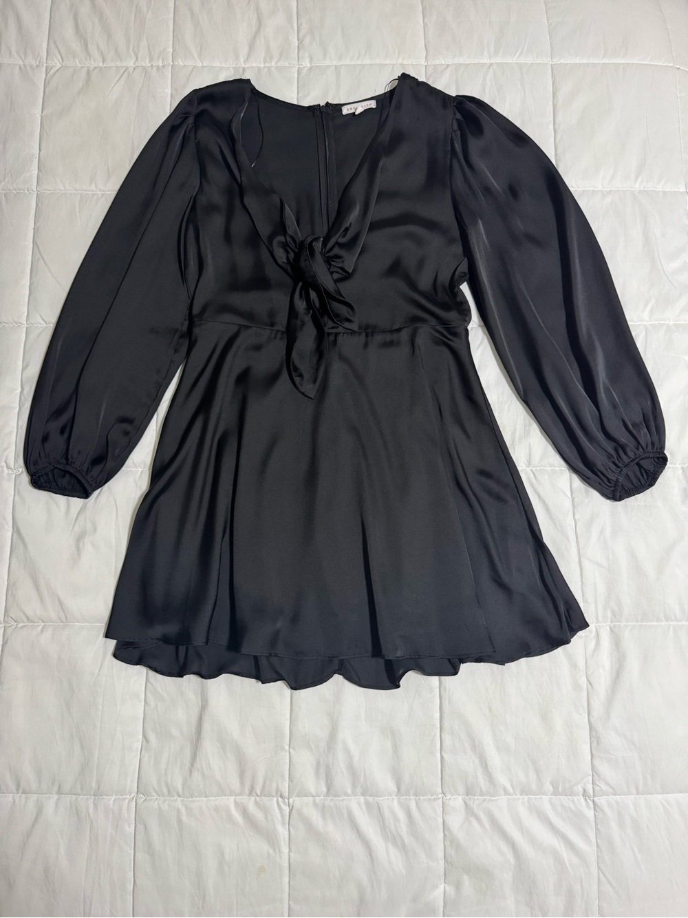 Socialite Black Satin Tie-Front Mini Dress